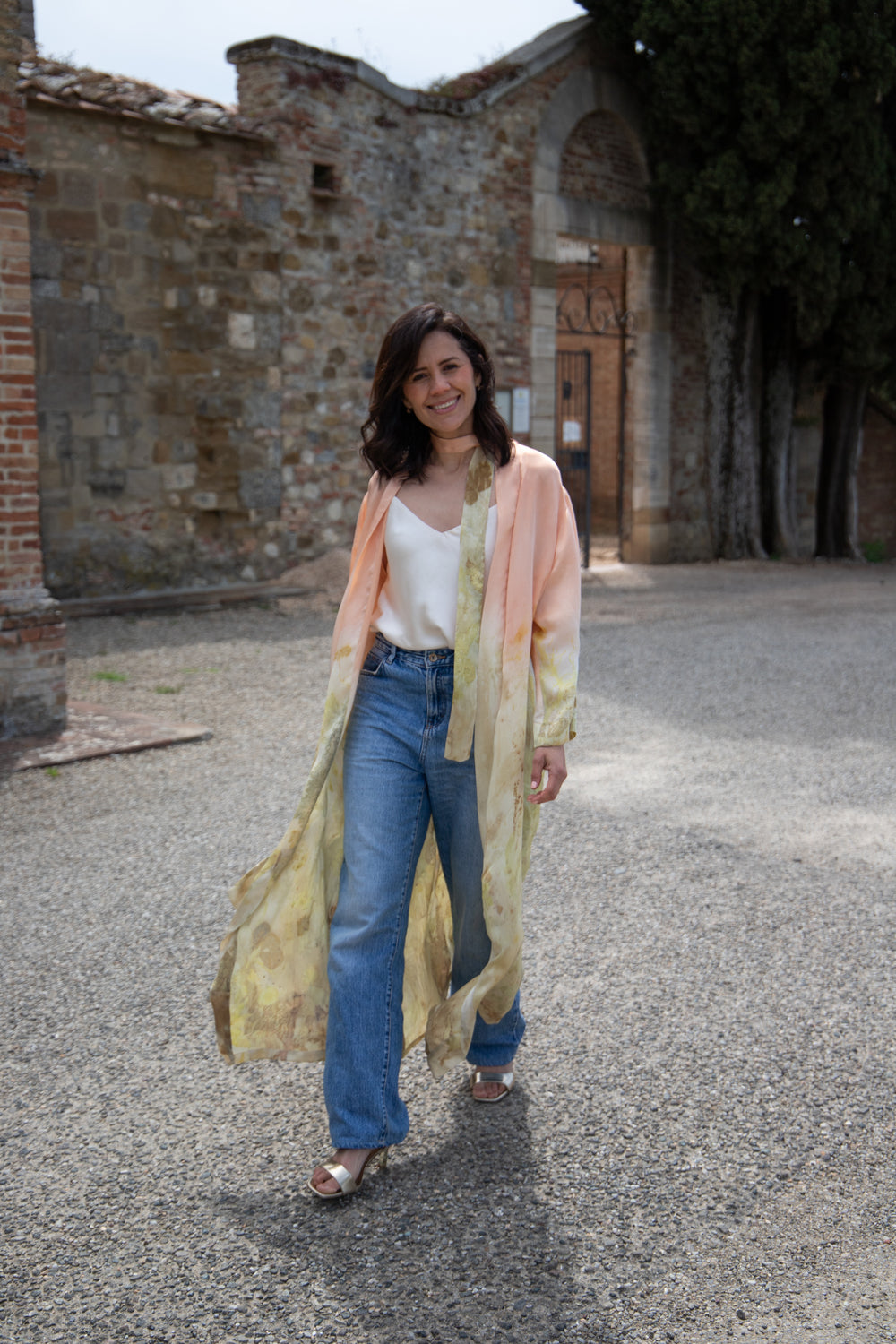 Zoe Vestaglia Lunga in seta eco stampata